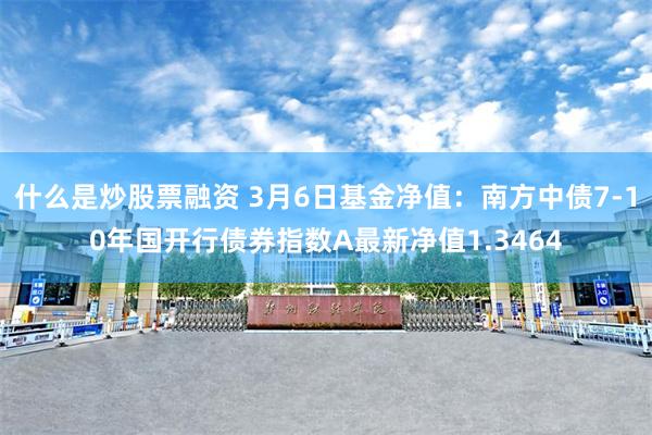 什么是炒股票融资 3月6日基金净值：南方中债7-10年国开行债券指数A最新净值1.3464