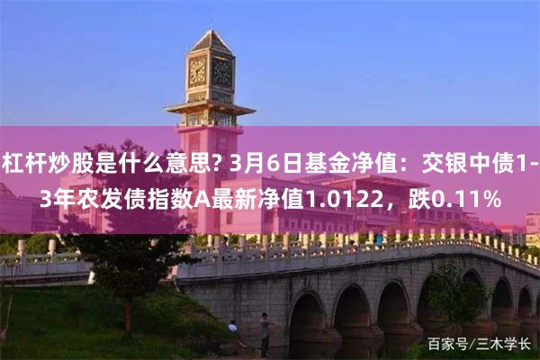 杠杆炒股是什么意思? 3月6日基金净值：交银中债1-3年农发债指数A最新净值1.0122，跌0.11%