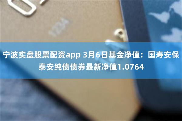 宁波实盘股票配资app 3月6日基金净值：国寿安保泰安纯债债券最新净值1.0764