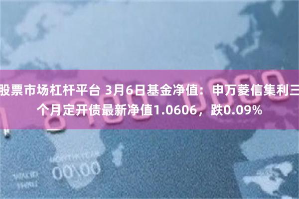 股票市场杠杆平台 3月6日基金净值：申万菱信集利三个月定开债最新净值1.0606，跌0.09%