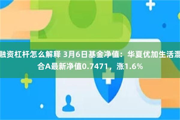 融资杠杆怎么解释 3月6日基金净值：华夏优加生活混合A最新净值0.7471，涨1.6%