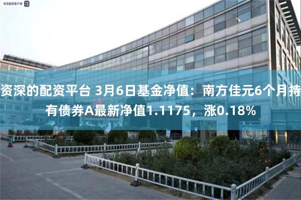 资深的配资平台 3月6日基金净值：南方佳元6个月持有债券A最新净值1.1175，涨0.18%