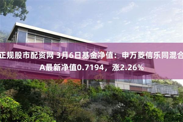 正规股市配资网 3月6日基金净值：申万菱信乐同混合A最新净值0.7194，涨2.26%