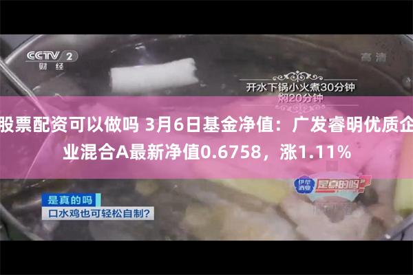 股票配资可以做吗 3月6日基金净值：广发睿明优质企业混合A最新净值0.6758，涨1.11%