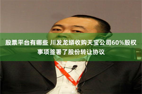 股票平台有哪些 川发龙蟒收购天宝公司60%股权事项签署了股份转让协议