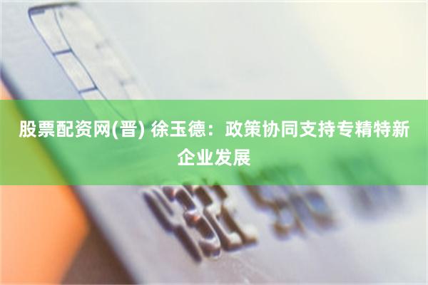 股票配资网(晋) 徐玉德：政策协同支持专精特新企业发展