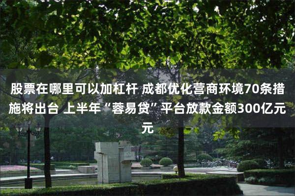 股票在哪里可以加杠杆 成都优化营商环境70条措施将出台 上半年“蓉易贷”平台放款金额300亿元