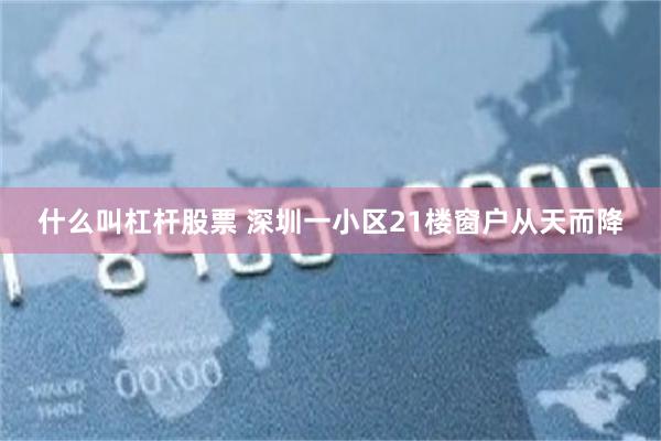 什么叫杠杆股票 深圳一小区21楼窗户从天而降