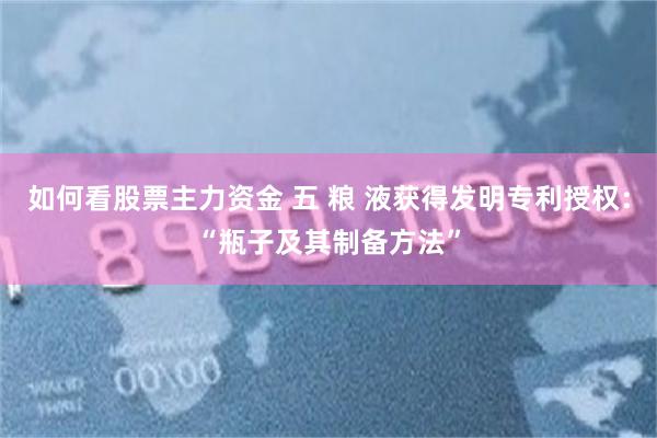 如何看股票主力资金 五 粮 液获得发明专利授权：“瓶子及其制备方法”