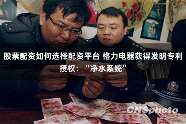 股票配资如何选择配资平台 格力电器获得发明专利授权：“净水系统”
