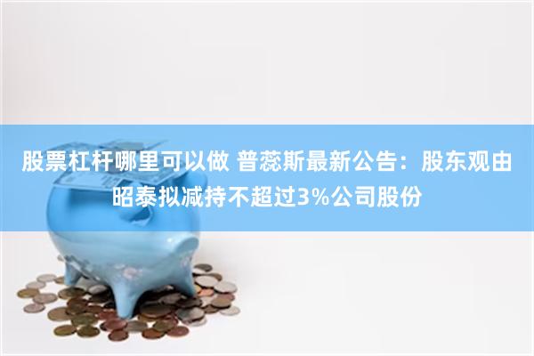 股票杠杆哪里可以做 普蕊斯最新公告：股东观由昭泰拟减持不超过3%公司股份