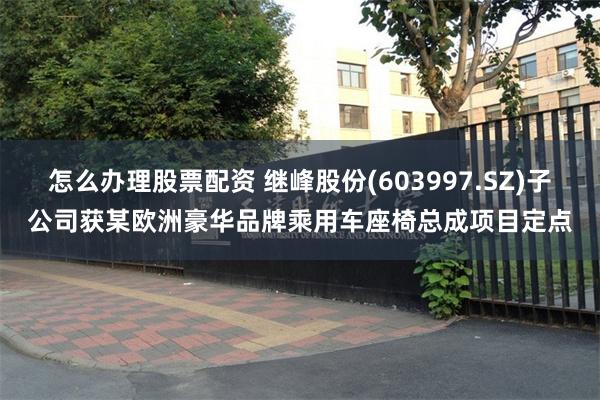 怎么办理股票配资 继峰股份(603997.SZ)子公司获某欧洲豪华品牌乘用车座椅总成项目定点