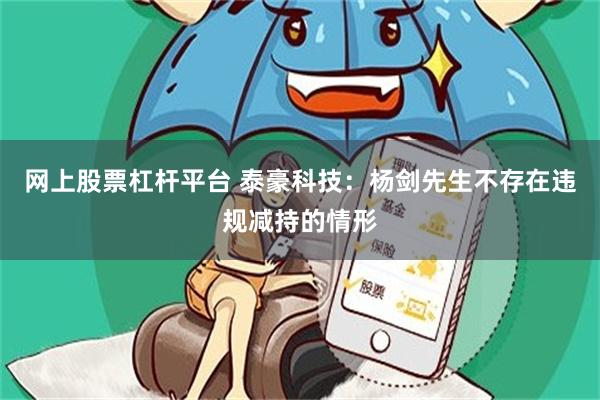 网上股票杠杆平台 泰豪科技：杨剑先生不存在违规减持的情形