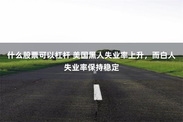 什么股票可以杠杆 美国黑人失业率上升，而白人失业率保持稳定