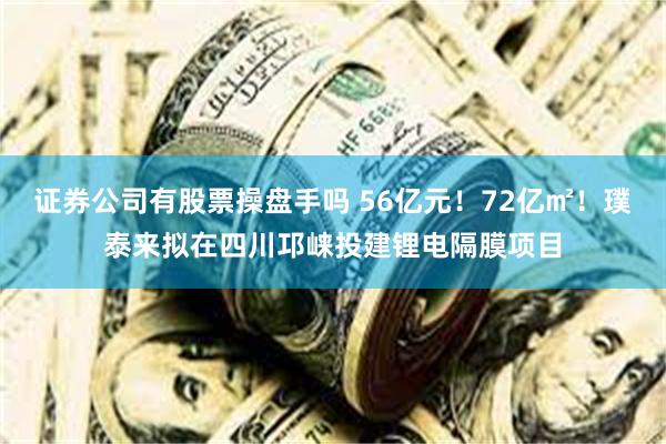 证券公司有股票操盘手吗 56亿元!72亿㎡!璞泰来拟在四川邛崃投建锂电隔膜项目