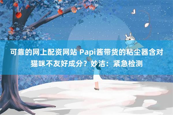 可靠的网上配资网站 Papi酱带货的粘尘器含对猫咪不友好成分?妙洁:紧急检测