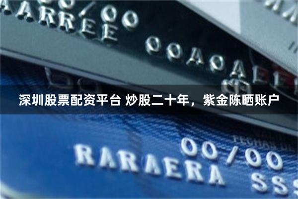 深圳股票配资平台 炒股二十年，紫金陈晒账户