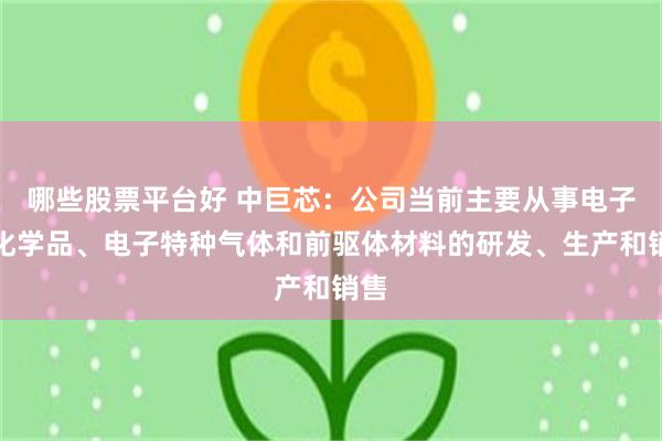 哪些股票平台好 中巨芯：公司当前主要从事电子湿化学品、电子特种气体和前驱体材料的研发、生产和销售